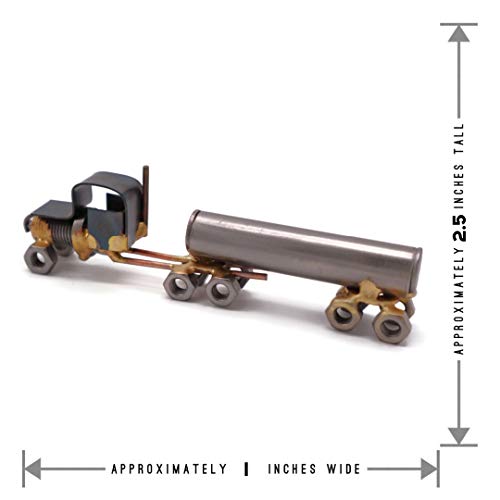 Tanker Truck Collectible Handmade Metal Art Figurine, Desk Accessories, Trophy, Boss Gift, Home Office Décor, Construction Worker - style: Tanker Truck
