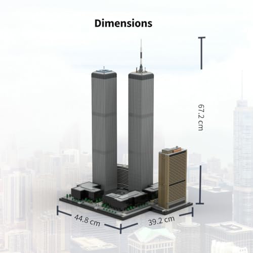 Twin Towers Building Blocks Set for Adults, 7129PCS MOC-177998 1/800 World Famous Landmark Street Scene Building Bricks Set, DIY Assembly New York Architecture Model Gift - style: Twin Towers