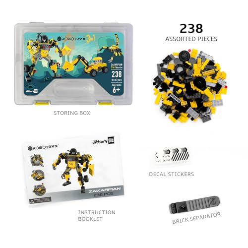 JITTERYGIT Robot Building Toy Gift for Boys, Perfect STEM Gift for Builders Ages 6, 7, 8, 9, and 10 Year Olds, Yellow Zakarpian (238 Pcs) Robotryx - style: Desert Storm Yellow - Zakarpian