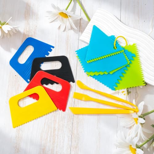 15 PCS Plastic Textured Art Supplies Kit with 3PCS Scrapers Art Tools - color: 18 Pcs