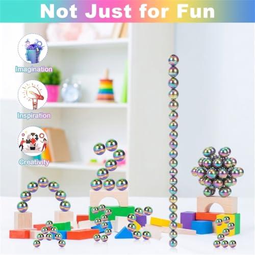 10Pcs Rainbow Hematite Magnetic Stone Kit, DIY Round Polished Magnets for Home Office Kitchen, Educational Science Kit for Wall Stickers, Building Gadgets for Gift - color: 10pcs Rainbow Round Stone