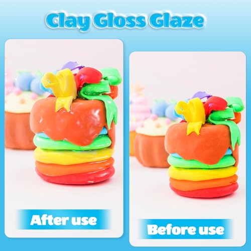 CALPALMY (2-Pack) 100ml Gloss Glaze Varnish Kit for Air Dry Clay Sealer, Waterproof, Gloss Finish - Prevent Cracking and Scratches for Clay, Pottery, Ceramics, Acrylic Paint - color: Gloss, size: 200ml (2x100ml)