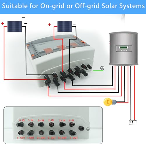 Solar Disconnect Switch, PV Combiner Box 3 String 1000V 40A Solar Surge Protector, IP65 Waterproof, Plug & Play Outdoor Solar Panel System - size: 3 String 3in3out