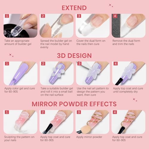 3D Nail Art Gel Clear and White Solid Builder Gel for Nails - color: Clear&White