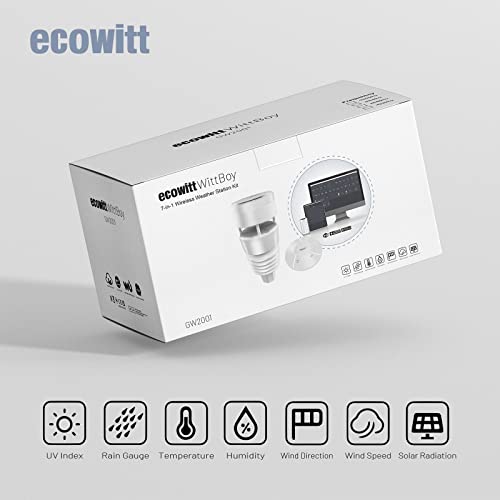 ECOWITT Wittboy Weather Station GW2001, Includes GW2000 Wi-Fi IoT Hub and WS90 7-in-1 Outdoor Solar Powered Weather Sensor, Supports WU/WeatherCloud/Wow/Ecowitt Servers, 915 MHz - style: GW2001BU