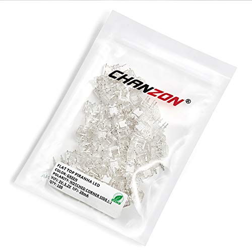 CHANZON 100 pcs Piranha Superflux Green LED Diode Lights (DC 3V 20mA) - color: C) Green (100pcs)