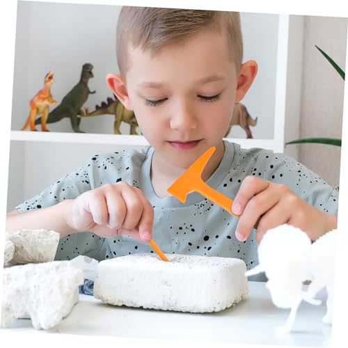 3 Sets Dino Fossils Dig Kit Archaeological Excavation Tools for Kids, Plastic Digging Hammer Chisel Brush Scraper Magnifier Science Kits for Dinosaur Eggs and Gem (Pack of 3) - size: Small (Pack of 3)