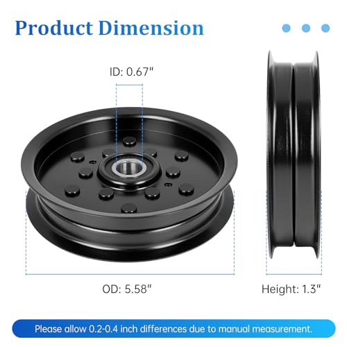 1-613098 Flat Idler Pulley Replaces T oro E613098, John Dee re TCA19779 TCA20092, H ustler 781856, O regon 78-022; Fits Ex M ark TR23KC FMD604 and John Dee re Z710A Z720A Z910A Lawn Mowers; 2 Pack - size: 1-613098_2pc