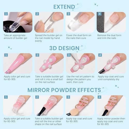 Sculpting Gel for 3D Nail Art Gel Non Stick Hand Solid Builder Gels - color: Clear&Pink&Nude