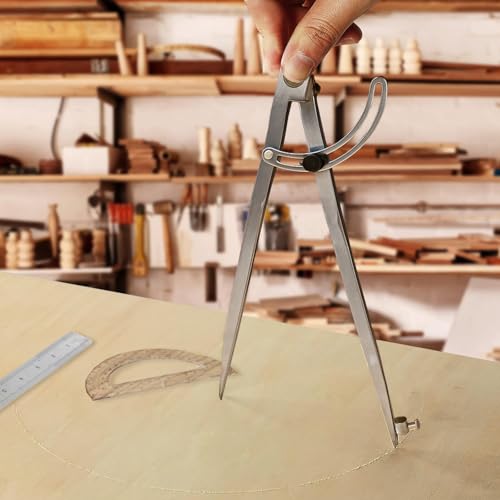 8 Inch Compass Geometry Tool with Protractor & Ruler - size: 8 inches