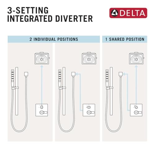 Delta 17T Series 3-Setting Shower Handle Thermostatic Integrated Diverter Trim Kit, Polished Nickel 2-Handle Shower Diverter Valve Trim Kit, Polished Nickel T27T859-PN (Valve Not Included) - color: Polished Nickel