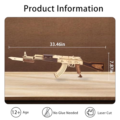 3D Wooden Puzzles for Adults,Wooden Toy for Adults,DIY Rubber Band Gun,Educational Brain Teaser,Best Educational Christmas Birthday Day Gift for Kids(Wooden Gun)