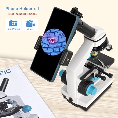 HSL 40X-2000X Monocular Compound Microscope Kit for Students Adults,Dual LED Powerful Biological Microscopes Set for Laboratory School Education Science Beginner 1000x 2000x