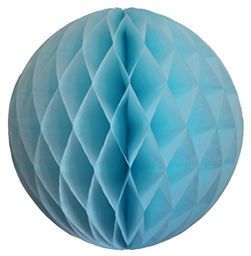 Light Blue Honeycomb Balls, Set of 3 (12 inch, 8 inch, 5 inch) - color: Light Blue