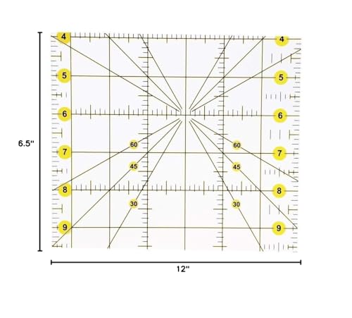 Acrylic Quilting Ruler 6.5" x 12" Fabric Cutting Ruler for Sewing Crafts