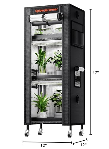 Spider Farmer 4 Tier Mini Greenhouse Plant Shelf with Grow Lights Indoor - size: S-16x12x47in