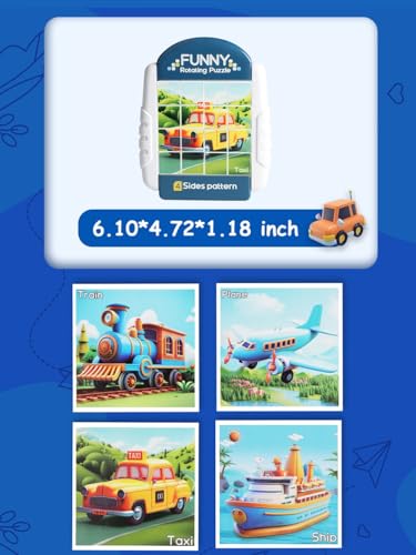 16-Piece Rotating Puzzles for Kids, Toddlers Toys 3+ - color: Transportation