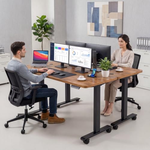 farexon 63x24 Inch Electric Standing Desk with Mouse Pad, Brown - color: Brown, size: 63 x 24''