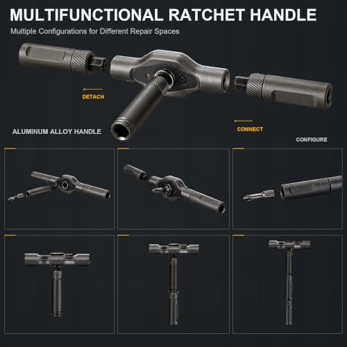 42 in 1 Magnetic Ratchet Screwdriver Set with Detachable T-Handle - color: Grey, size: 42 in 1