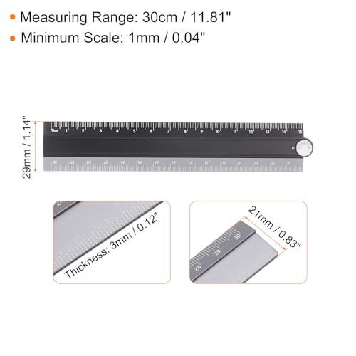 HARFINGTON 2pcs Folding Straight Ruler 30cm Metric Aluminum Alloy Protractor Foldable Angle Ruler Geometric Measuring Tool with Angle Line for Architect Artist Office, Black Silver/Blue Green - color: Black Silver/Blue Green