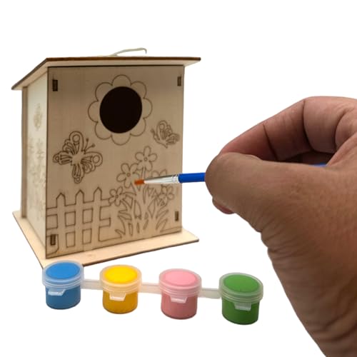 Oojami 12 Pack Birdhouse Kits for Kids – DIY Wooden Bird Houses to Build & Paint, Complete Craft Set with Paints & Brushes, Group Activity for Parties, Classroom, Birthday Gifts