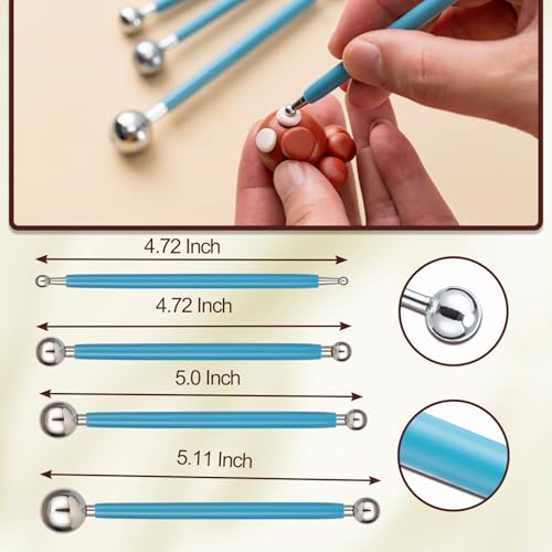 Amrules 10Pcs Double-Ended Stainless Steel Dotting Tools with Multiple Size - color: Lightyellow-Dotting-10Pcs