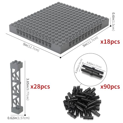 18PCS Plates 16x16 with Support Girder Set Multi-layer Parking Garage - color: Dark Bluish Gray, size: 18 PCS