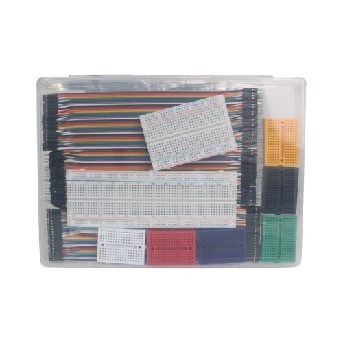 Breadboard Kit 830 + 400 + 6×170 Point Solderless Prototyping Boards, 120Pcs 20cm Dupont Jumper Wires M-M M-F F-F for Arduino Raspberry Pi ESP32 Electronics Projects - size: 830+400+6×170 Breadboard Kit