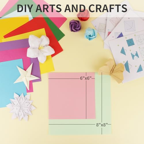 200 Sheets of Origami Paper,20 colors, 8x8 inch Double Sided Color, kit for kids,Colored Paper Kit Gifts for Beginners - color: 8x8 Multicolor