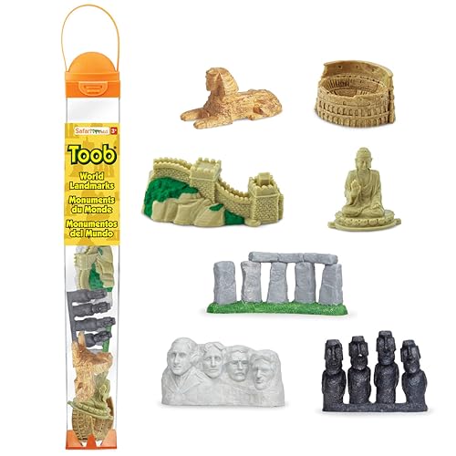 Safari Ltd. Landmarks of the World 3-Pack Toob Bundle - Mini Figurines of USA, World, and Global Landmarks - Educational Play Toy Set for Boys, Girls & Kids 3+