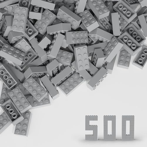 500 Piece Light Gray Bricks Bulk, Gray 2x4 Building Bricks Flat, Compatible with Lego Parts and Pieces: 2x4 Light Grey Bricks(Color: Light Gray), A0001 - color: 2x4 Brick Light Gray