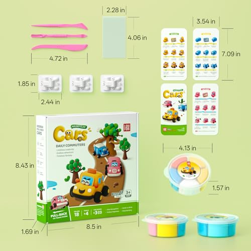 Air Dry Clay Kit for Kids - 3 Boxes Pull Back Car Making - color: Daily Commuters