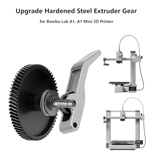 Upgrade Hardened Steel Extruder Gear Assembly Kit for Bambu Lab A1, Aluminum Alloy Handle Helical Gear Integrated Shaft Design DLC Coating Extruder Gear for A1, A1 Mini 3D Printer - style: for A1