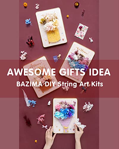 BAZIMA DIY String Art Kit for Beginner,Flowers String Art, DIY Dried Flowers Craft Kit, Unique Gift, Craft Kit for Holidays, Flower Basket - style: flower basket