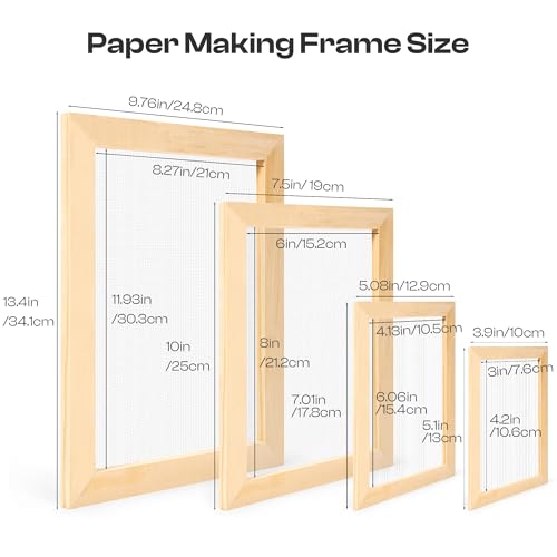 Caydo 4 Pieces Paper Making Frame Kit, Papermaking Mould - style: A4 A5 A6 A7