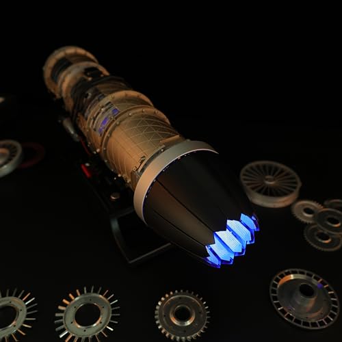 TECHING Metal Low-Bypass Turbofan Engine Model Kit that Works, 600+ Parts