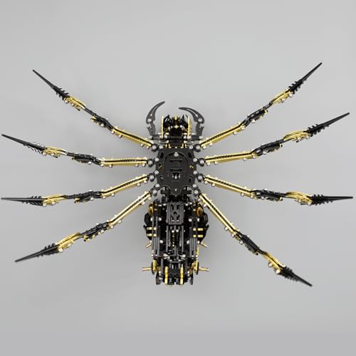 3D Metal Assembly Model Set Mechanical Spider Model Kit for Adults, 800pcs Brain Teaser STEM Kit for Kids, DIY Hobbies for Men Women - Creative DIY Gift for Adults & Teens (Black Gold)