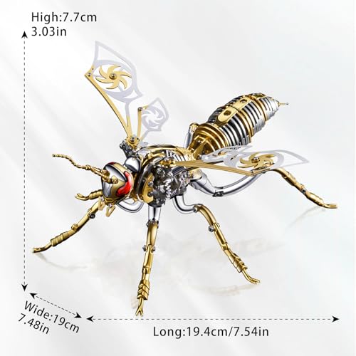 3D Metal Puzzles, Metal Model Kits for Adults Wasp Mechanical,Steel 3D Puzzle Stainless Steel Ornaments for Adults DIY Gifts for Men Women Art Craft Gifts Toys(Gold). - color: B4
