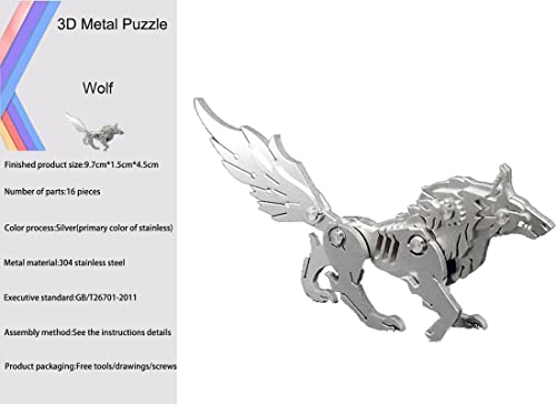 FILASLFT Metal Puzzles for Adults, Mechanical Wolf 3D Metal Puzzle - color: A1-wolf-silvery