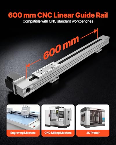 VEVOR Linear Guide Rail, Belt Drive, CNC Linear Motion Stage Actuator, with Nema34 Stepper Motor, 600 mm Stroke Work Size, High Speed Motorized, for Engraving Machine, CNC Milling Machine, 3D Printer - size: 985 × 170 × 85 mm, style: CNC Linear Motion Sta