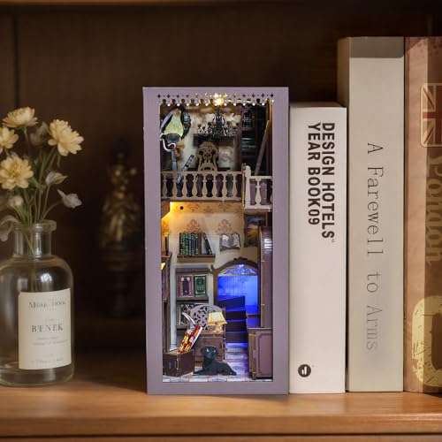Timeless Bookshop Book Nook Kit with Silicon Liquid Glue - DIY Miniature House Kit for Adults, Teens and Beginners, Dollhouse Booknook Library Tiny House Bookshelf Decor 3D Wooden Puzzle - style: Timeless Bookshop