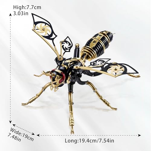 3D Metal Puzzles, Metal Puzzle Model Kits for Adults Wasp Mechanical, Steel 3D Puzzle Stainless Steel Ornaments for Adults DIY Gifts for Men Women Art Craft Gifts Toys(Blank Gold). - color: B3