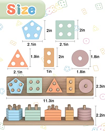 Montessori Sensory Toys for 1 2 Year Old Boy Girl Gifts, Puzzle for Toddler - style: Macaron