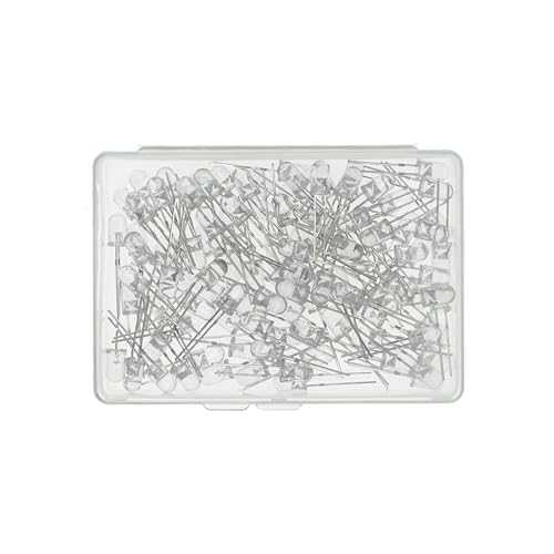 100 Pcs 5mm White LED Diode Lights - DC 2V-3V 20mA Emitting Diodes LED Bulb - DIY Science Project Electronics Components Lighting Kit - color: White, size: 5mm Round Top