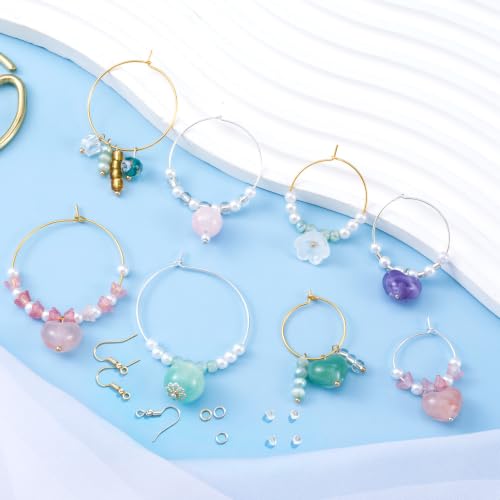 Pndeyo 591pcs Earring Beading Hoops Set for Jewelry Making, Gold & Silver - color: Round(with Tools)-591pcs-Gold & Silver