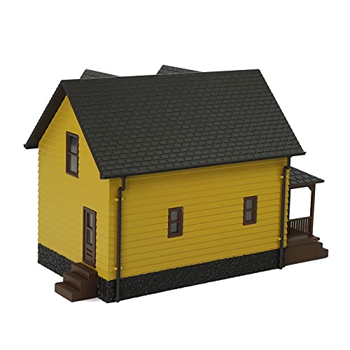O Scale Christmas Village Model Building 1:50 Residential Modern House Assembled Architectural for Model Train Layout Diorama JZO01 (Yellow) - color: Yellow