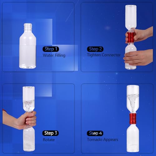 Tornado Maker, Bottle to Bottle Transfer Connectors, 2pc Clear Bottles, No Leak, Tornados Toys for Kids, Weather Science Experiment Toy