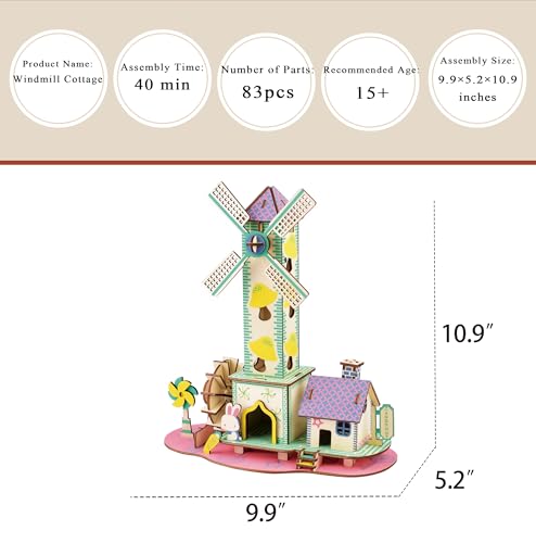 Log Cabin 3D Wooden House Puzzle,DIY Mini Building Model Kit,005 - color: 005