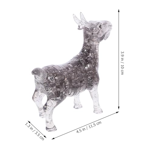 3D Crystal Goat Jigsaw Puzzle: Brain Teaser Toy for Kids 12 and Up - Self-Assembled Animal Decoration in Grey