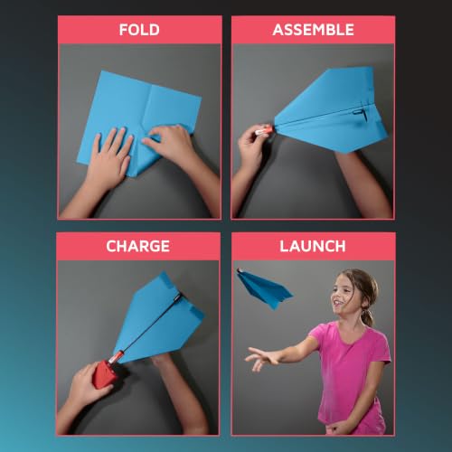 POWERUP 2.0 Paper Airplane Kit Electric Plane Motor Launcher DIY Toy - Blue - color: Blue